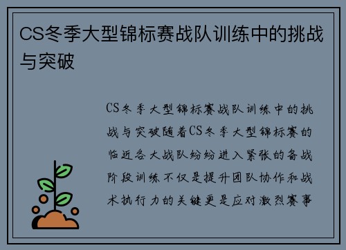 CS冬季大型锦标赛战队训练中的挑战与突破